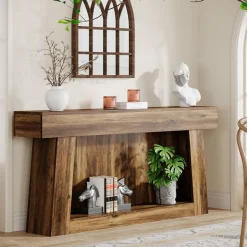 Sale Tribesigns 63" Console Table, Farmhouse 2 - Tier Sofa Table Entryway Table with Storage