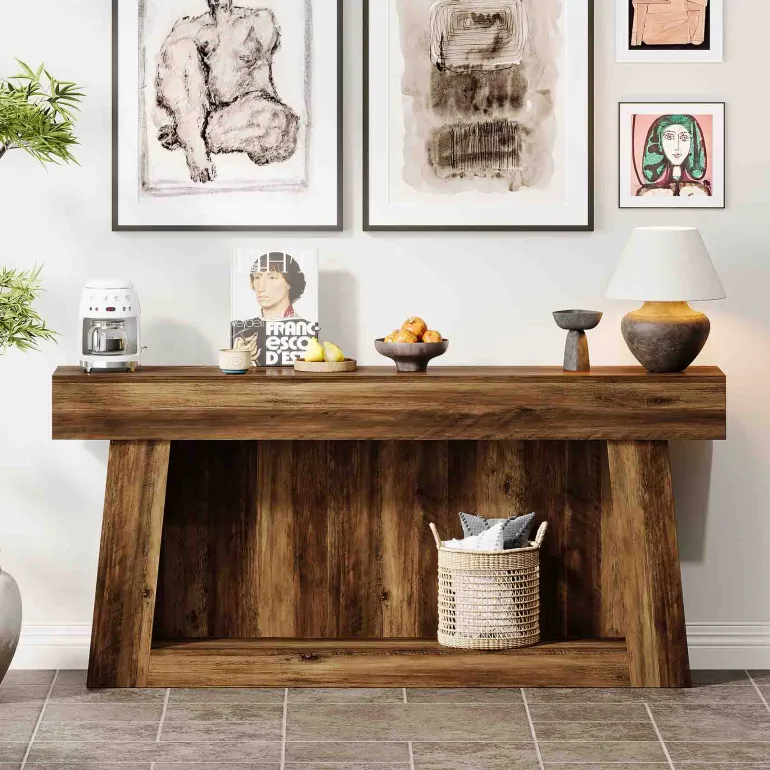 Sale Tribesigns 63" Console Table, Farmhouse 2 - Tier Sofa Table Entryway Table with Storage