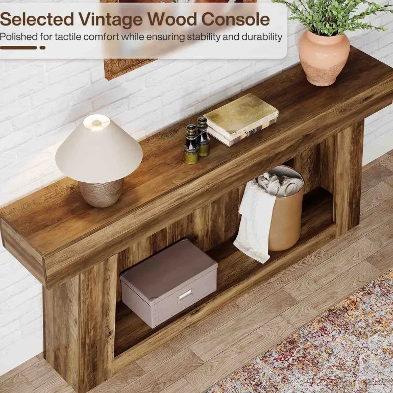 Sale Tribesigns 63" Console Table, Farmhouse 2 - Tier Sofa Table Entryway Table with Storage