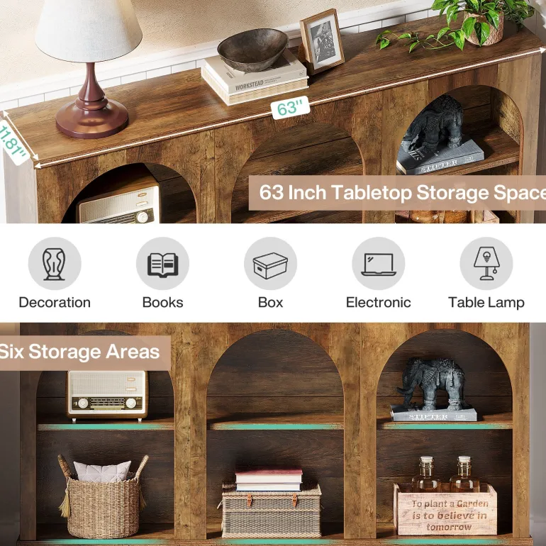 Best Tribesigns 63" Console Table, Farmhouse Entryway Table with 3 Tier Storage