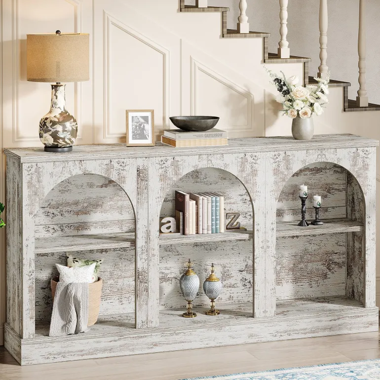 Best Tribesigns 63" Console Table, Farmhouse Entryway Table with 3 Tier Storage