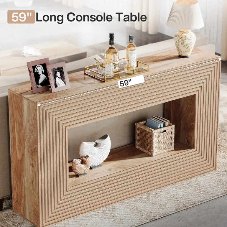 Cheap Tribesigns 59" Console Table, Farmhouse Sofa Table Hallway Table with Storage