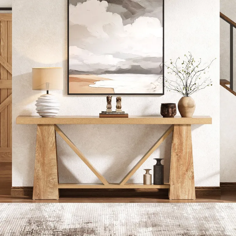 Fashion Tribesigns 70.9" Console Table, Farmhouse Entryway Table Sofa Table