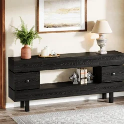 Outlet Tribesigns 70.8" Console Table, Farmhouse 2 - Tier Entryway Table with Display Shelf