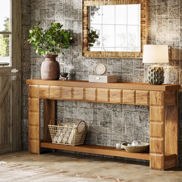 Flash Sale Tribesigns 70.9" Console Table, Farmhouse 2 - Tier Entryway Table Sofa Table with Storage