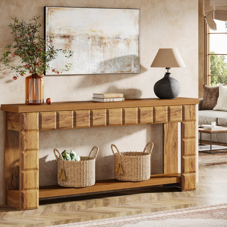 Flash Sale Tribesigns 70.9" Console Table, Farmhouse 2 - Tier Entryway Table Sofa Table with Storage