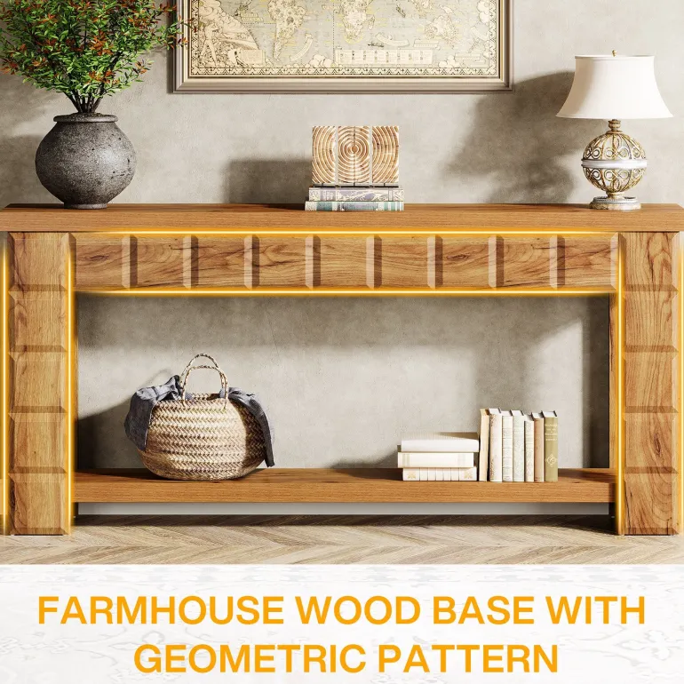 Flash Sale Tribesigns 70.9" Console Table, Farmhouse 2 - Tier Entryway Table Sofa Table with Storage