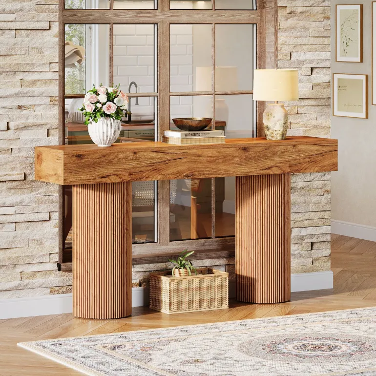 Online Tribesigns 63" Console Table, Farmhouse Sofa Table Entryway Table