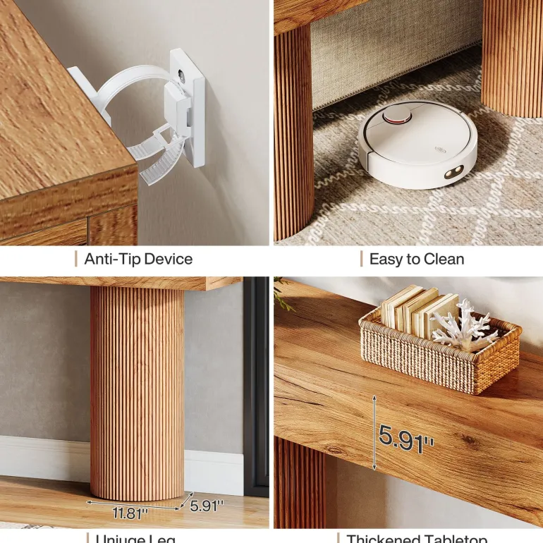 Online Tribesigns 63" Console Table, Farmhouse Sofa Table Entryway Table
