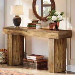 Sale Tribesigns 63" Console Table, Farmhouse Sofa Table Hallway Table
