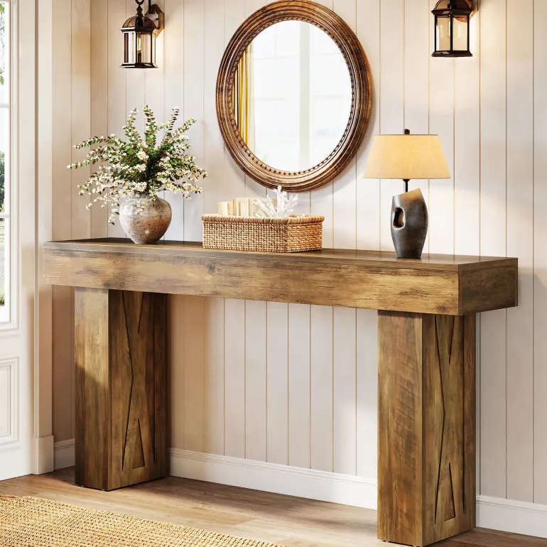 Sale Tribesigns 63" Console Table, Farmhouse Sofa Table Hallway Table
