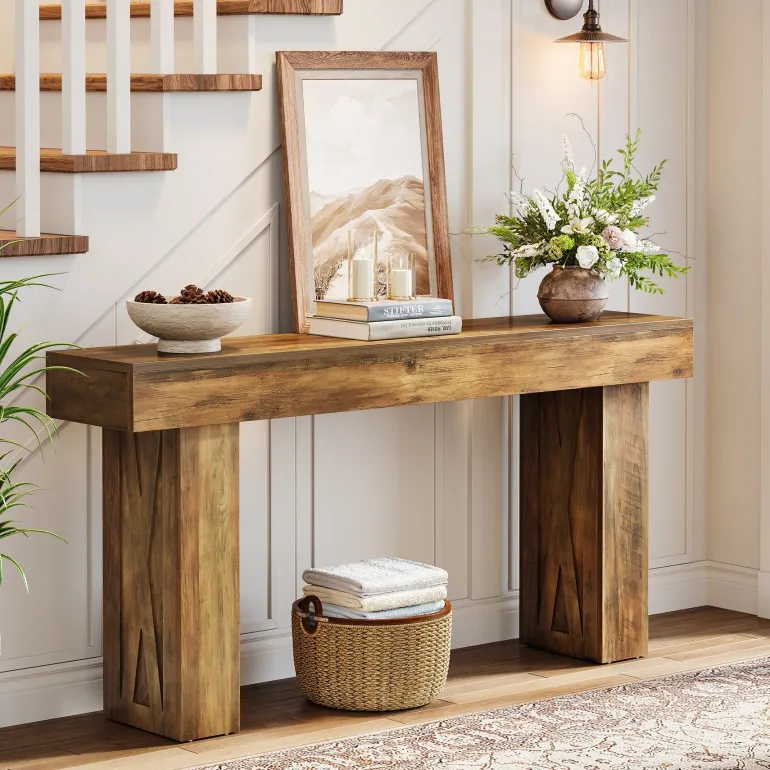 Sale Tribesigns 63" Console Table, Farmhouse Sofa Table Hallway Table