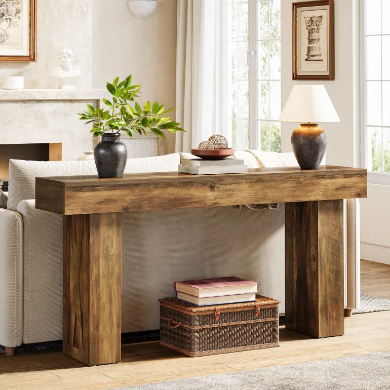Sale Tribesigns 63" Console Table, Farmhouse Sofa Table Hallway Table