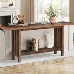 Best Sale Tribesigns 66.9" Console Table, Farmhouse Entryway Table Sofa Table Behind Couch