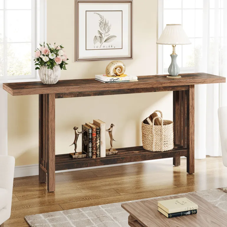Best Sale Tribesigns 66.9" Console Table, Farmhouse Entryway Table Sofa Table Behind Couch