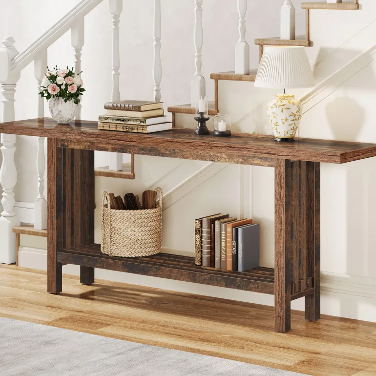 Best Sale Tribesigns 66.9" Console Table, Farmhouse Entryway Table Sofa Table Behind Couch