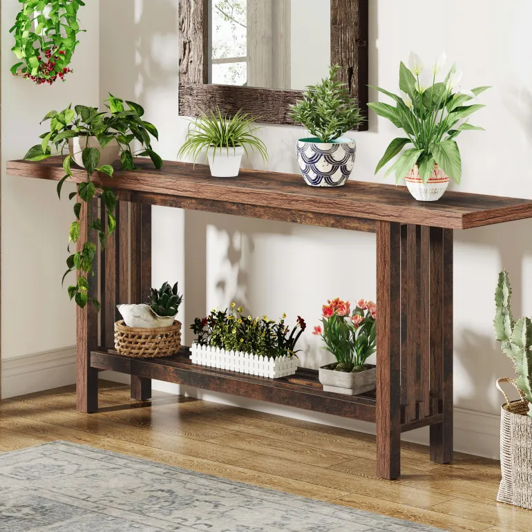 Best Sale Tribesigns 66.9" Console Table, Farmhouse Entryway Table Sofa Table Behind Couch