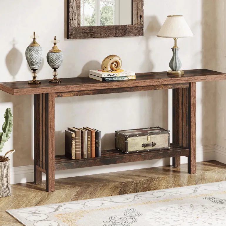 Best Sale Tribesigns 66.9" Console Table, Farmhouse Entryway Table Sofa Table Behind Couch