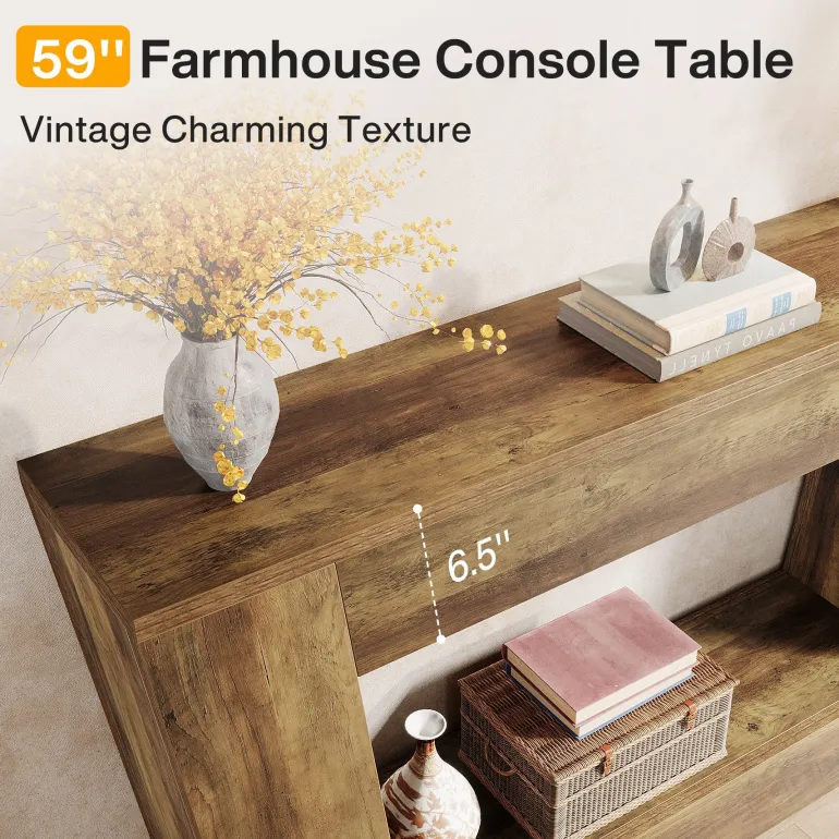 Best Tribesigns 59" Console Table, Farmhouse Entryway Table Sofa Table Behind Couch