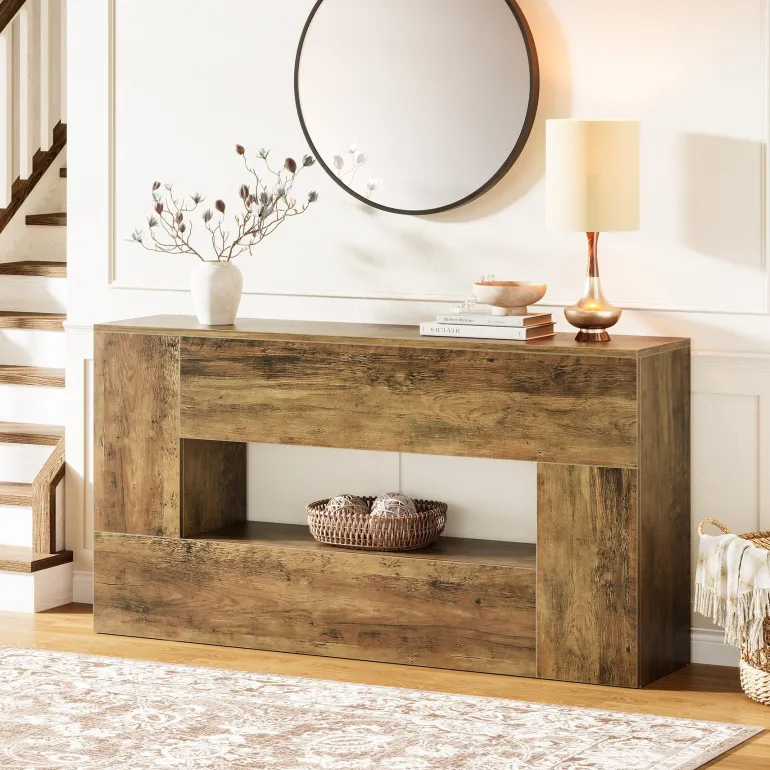 Cheap Tribesigns 63" Console Table, Farmhouse Sofa Table Long Entrance Foyer Table