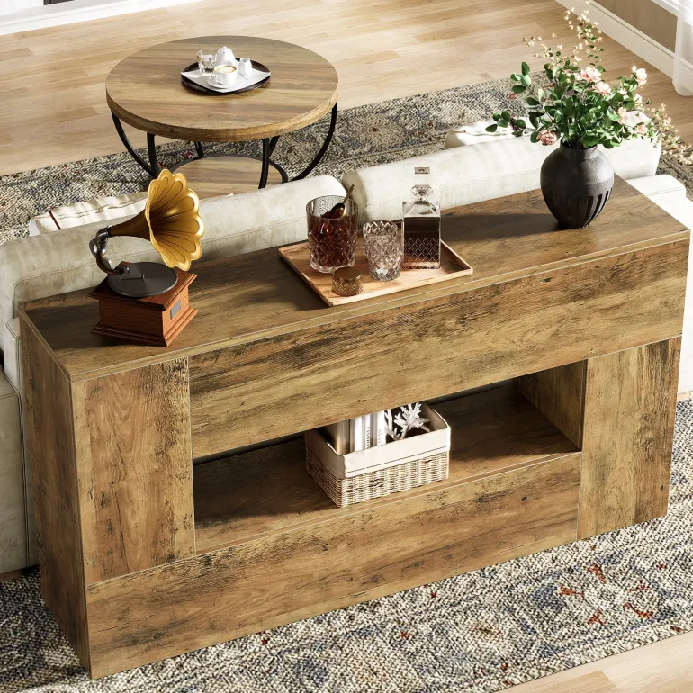 Cheap Tribesigns 63" Console Table, Farmhouse Sofa Table Long Entrance Foyer Table