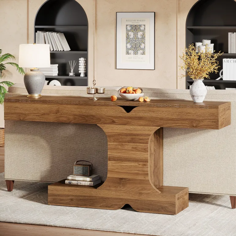 Shop Tribesigns 63" Console Table, I - Shaped Farmhouse Sofa Table Entryway Table