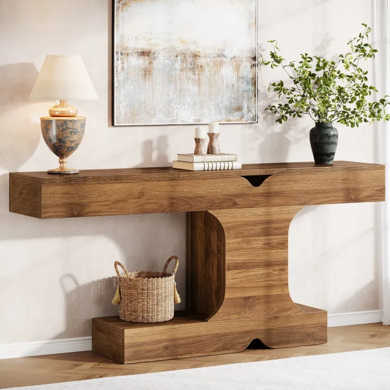 Shop Tribesigns 63" Console Table, I - Shaped Farmhouse Sofa Table Entryway Table