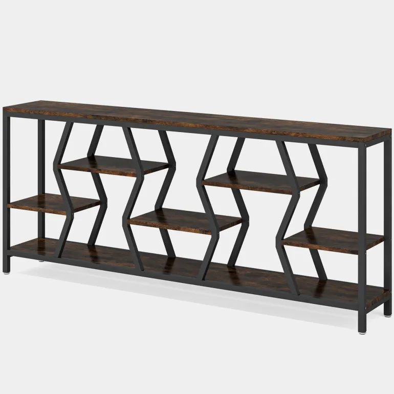Store Tribesigns 70.9" Console Table Industrial Sofa Table with Storage Shelves