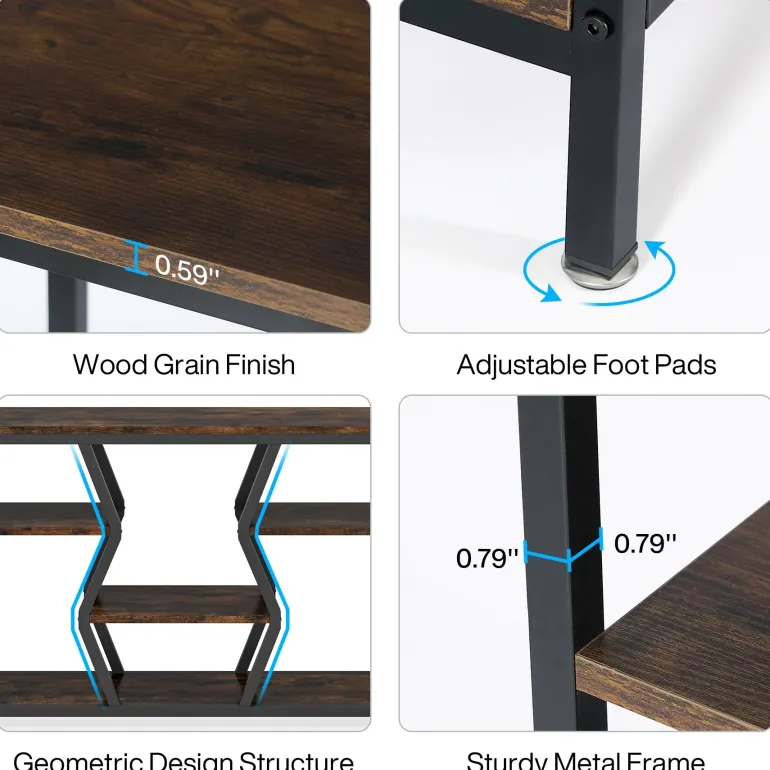 Store Tribesigns 70.9" Console Table Industrial Sofa Table with Storage Shelves