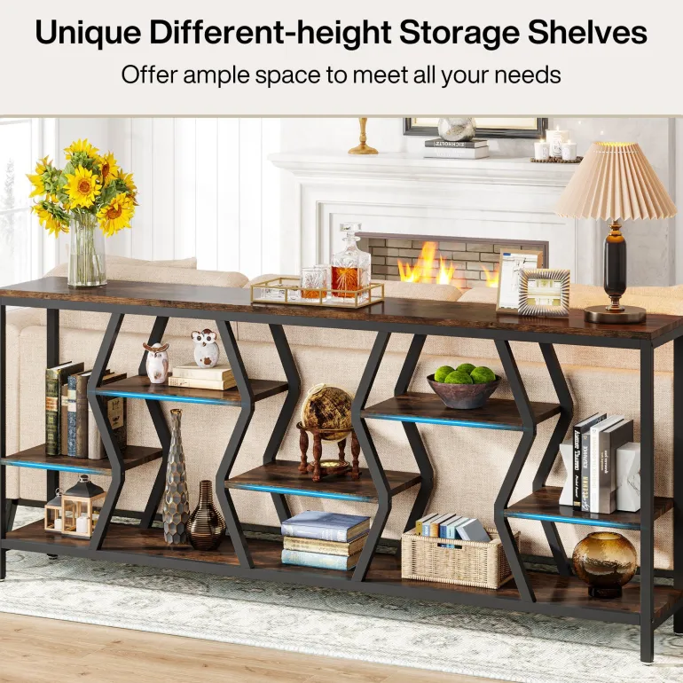 Store Tribesigns 70.9" Console Table Industrial Sofa Table with Storage Shelves