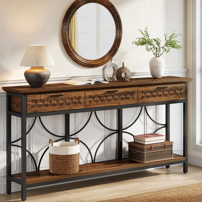 Best Sale Tribesigns 70.9" Console Table, Long Entryway Table Accent Table with Storage Drawers