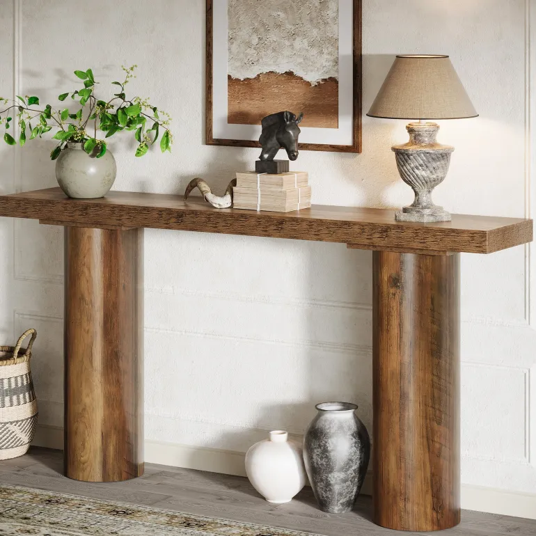 Sale Tribesigns 63" Console Table, Long Rustic Sofa Table Bar Table