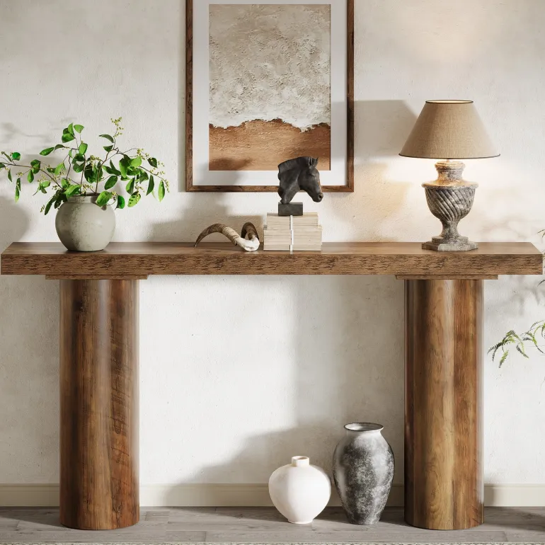 Sale Tribesigns 63" Console Table, Long Rustic Sofa Table Bar Table