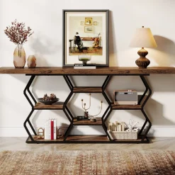 Hot Tribesigns 70.9" Console Table, Long Sofa Table with Storage Shelves