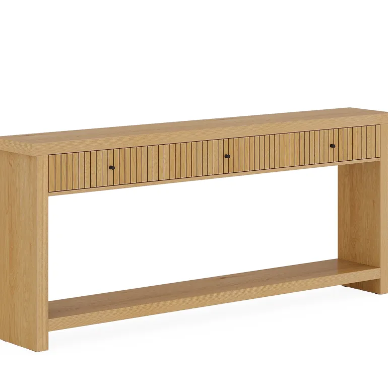 Fashion Tribesigns 70.9" Console Table, Long Wood Sofa Table with 3 Drawers