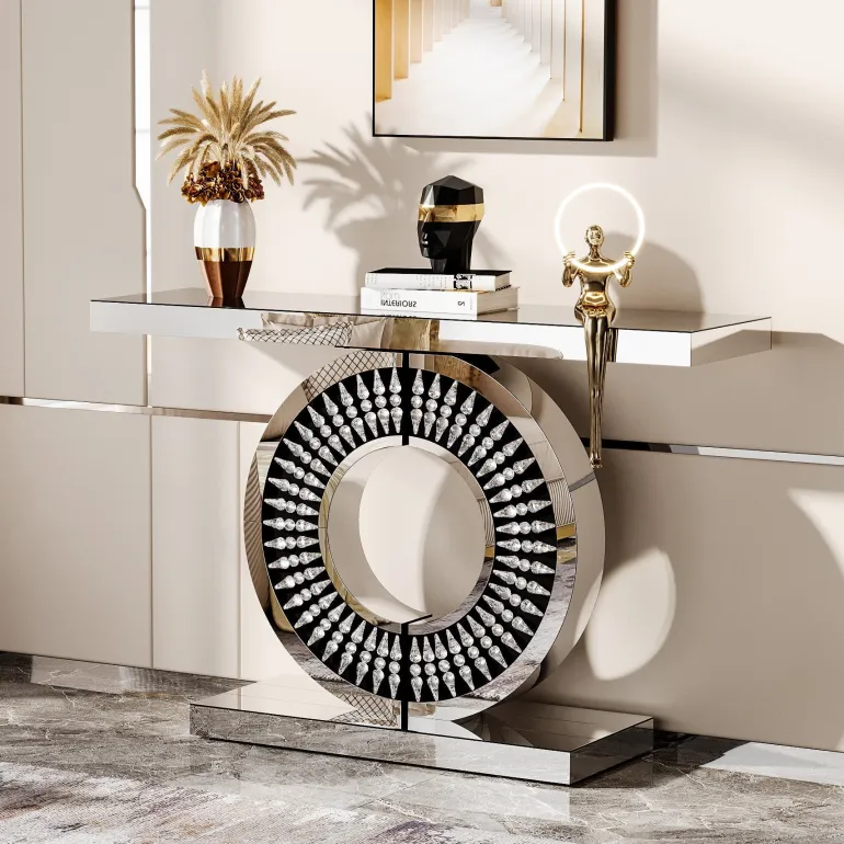 New Tribesigns 43" Console Table, Mirrored Entryway Sofa Table With Thickened Tabletop