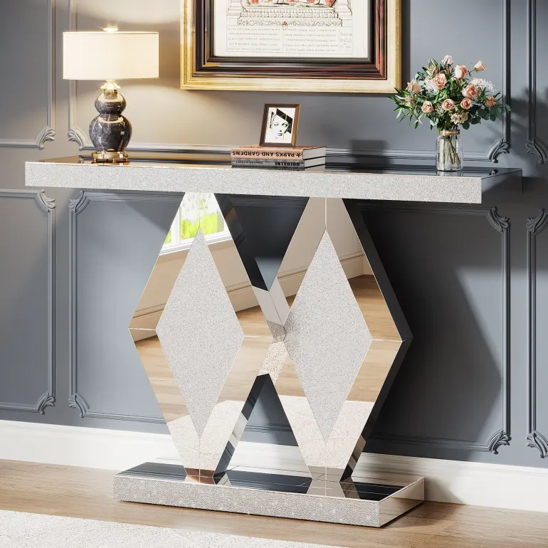 Shop Tribesigns 47.2" Console Table, Mirrored Sofa Table With Acrylic Diamonds