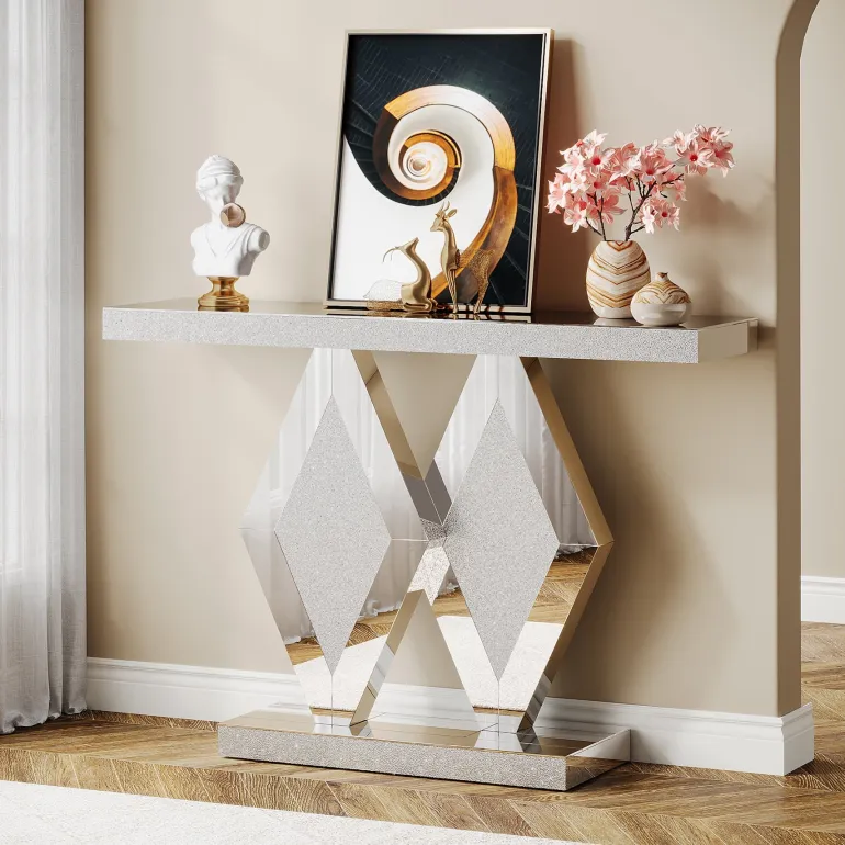 Shop Tribesigns 47.2" Console Table, Mirrored Sofa Table With Acrylic Diamonds