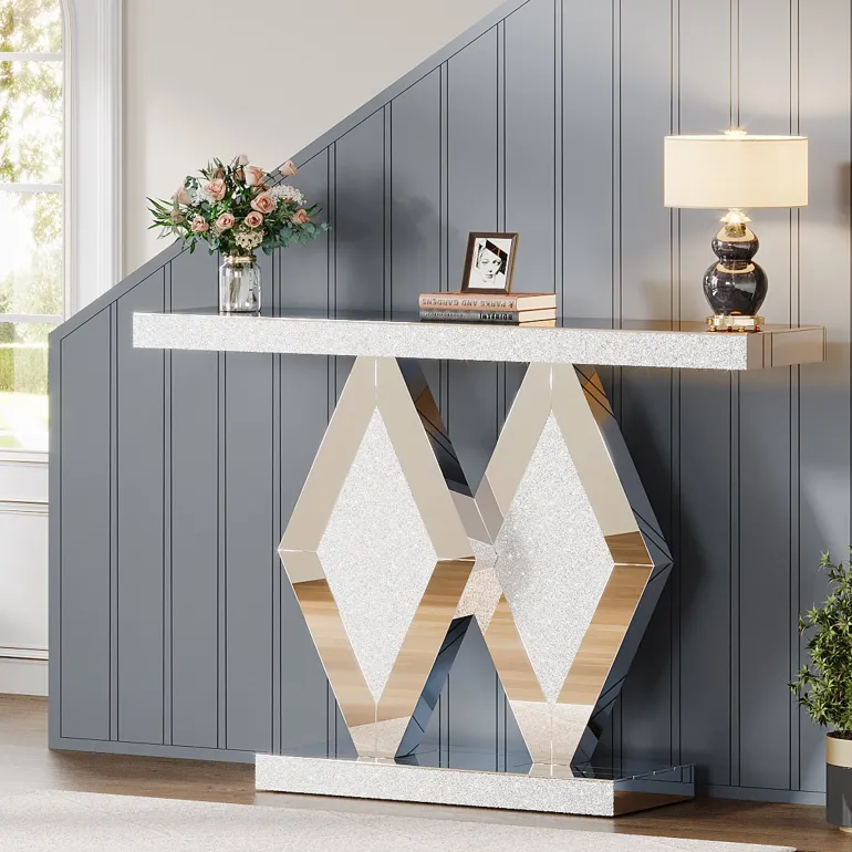 Shop Tribesigns 47.2" Console Table, Mirrored Sofa Table With Acrylic Diamonds