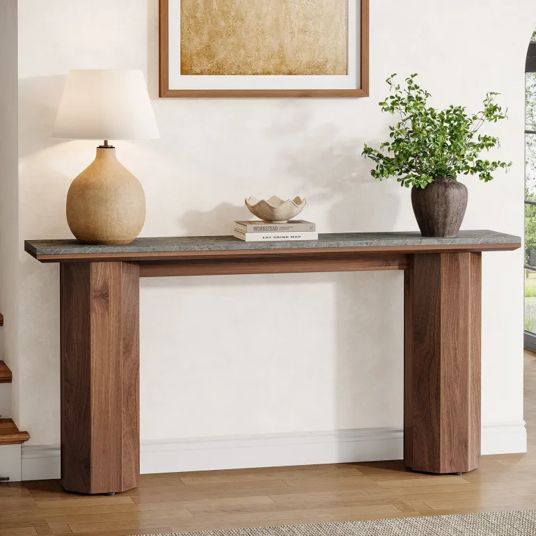 Outlet Tribesigns 63" Console Table, Modern Entryway Table Foyer Hallway Table