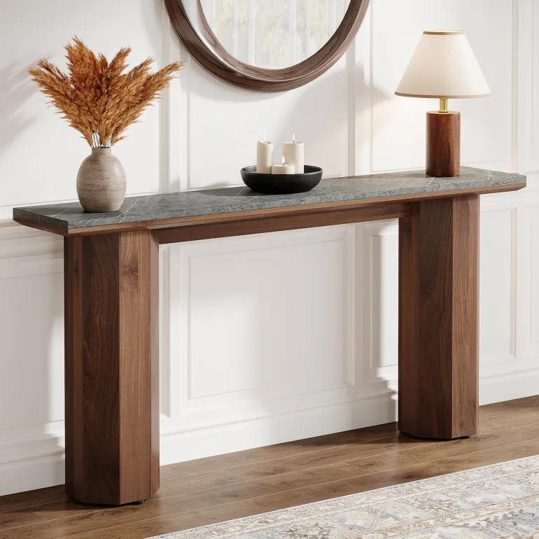 Outlet Tribesigns 63" Console Table, Modern Entryway Table Foyer Hallway Table