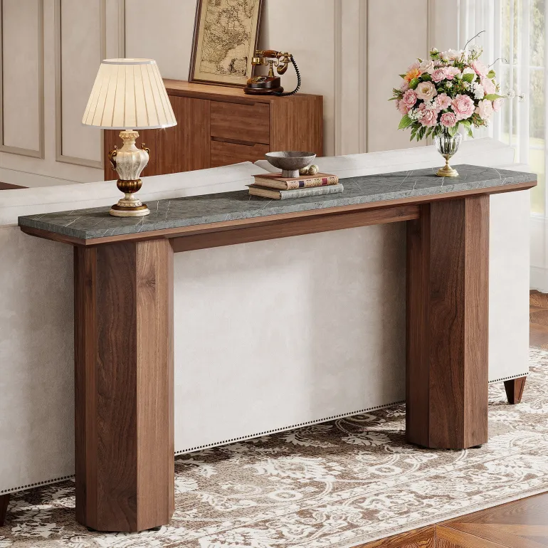 Outlet Tribesigns 63" Console Table, Modern Entryway Table Foyer Hallway Table