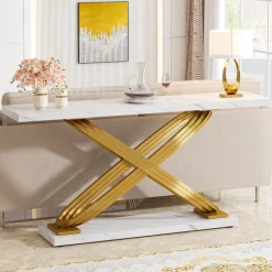 Flash Sale Tribesigns 55" Console Table Modern Faux Marble Sofa Entryway Table