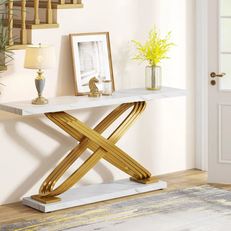 Flash Sale Tribesigns 55" Console Table Modern Faux Marble Sofa Entryway Table