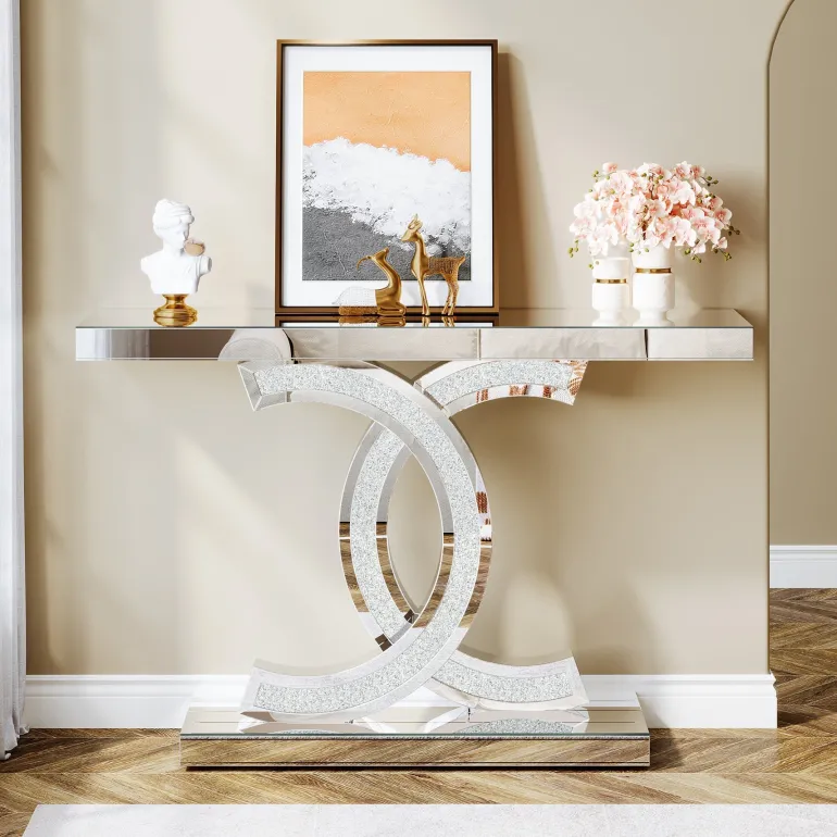Outlet Tribesigns 39" Console Table, Modern Mirrored Sofa Table Hallway Table