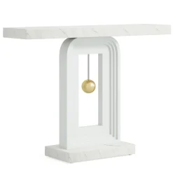 Online Tribesigns 39.4" Console Table, Modern Sofa Entryway Table with Gold Decor