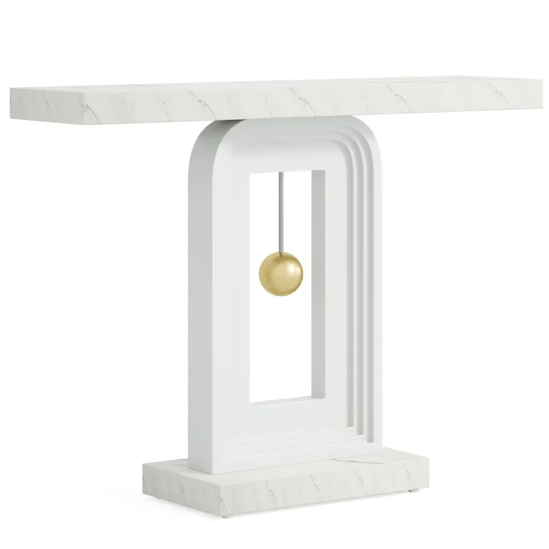 Online Tribesigns 39.4" Console Table, Modern Sofa Entryway Table with Gold Decor