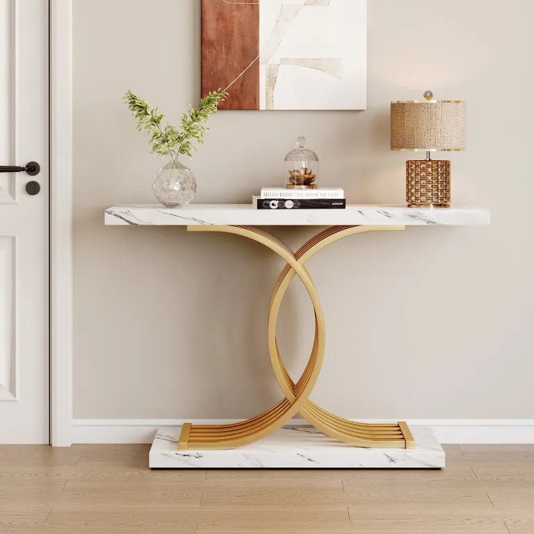 Best Tribesigns 39" Console Table, Narrow Faux Marble Entryway Hallway Sofa Table