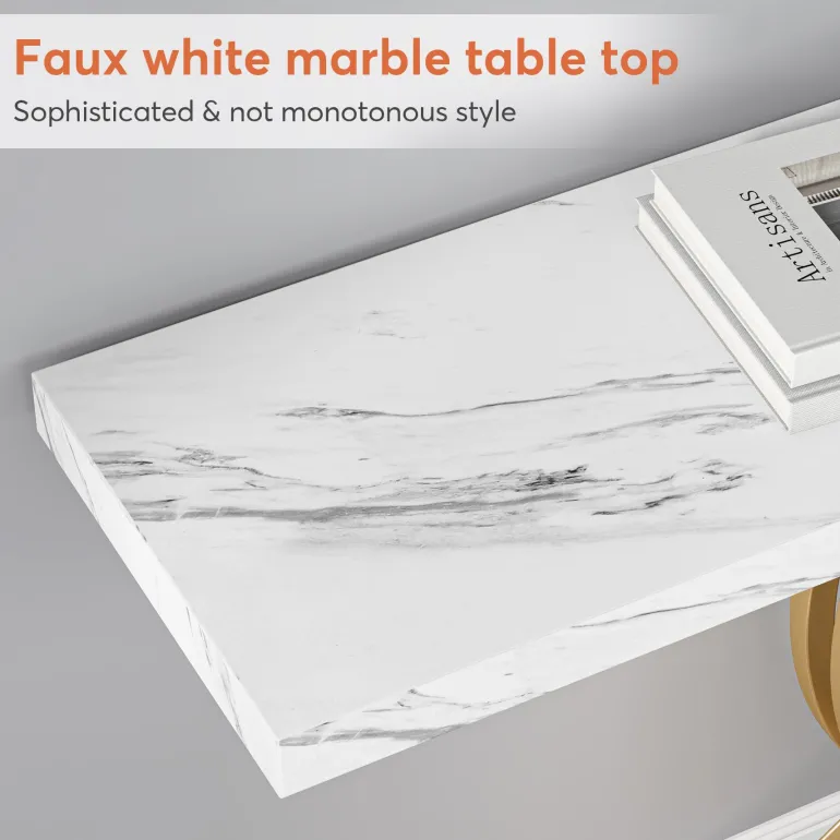 Best Tribesigns 39" Console Table, Narrow Faux Marble Entryway Hallway Sofa Table