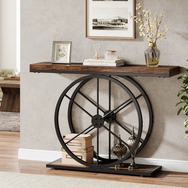 Cheap Tribesigns 39" Console Table, Rustic Foyer Table Sofa Table with Unique Frame